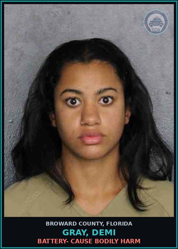 Booking mugshot of GRAY, DEMI in Broward County