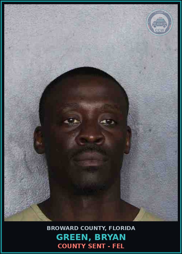 Booking mugshot of GREEN, BRYAN in Broward County