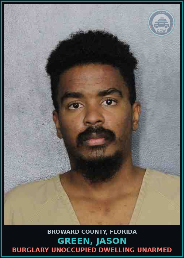 Booking mugshot of GREEN, JASON in Broward County