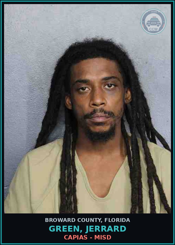 Booking mugshot of GREEN, JERRARD in Broward County