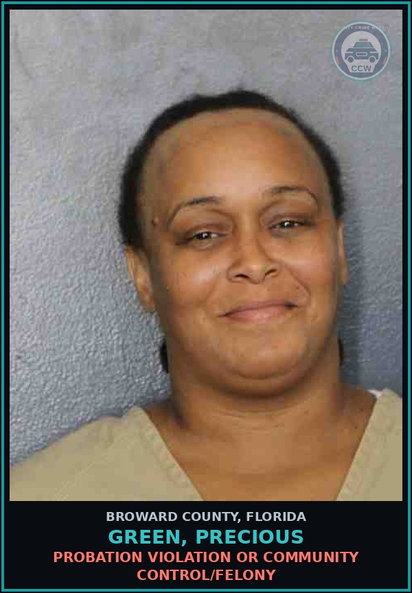Booking mugshot of GREEN, PRECIOUS in Broward County