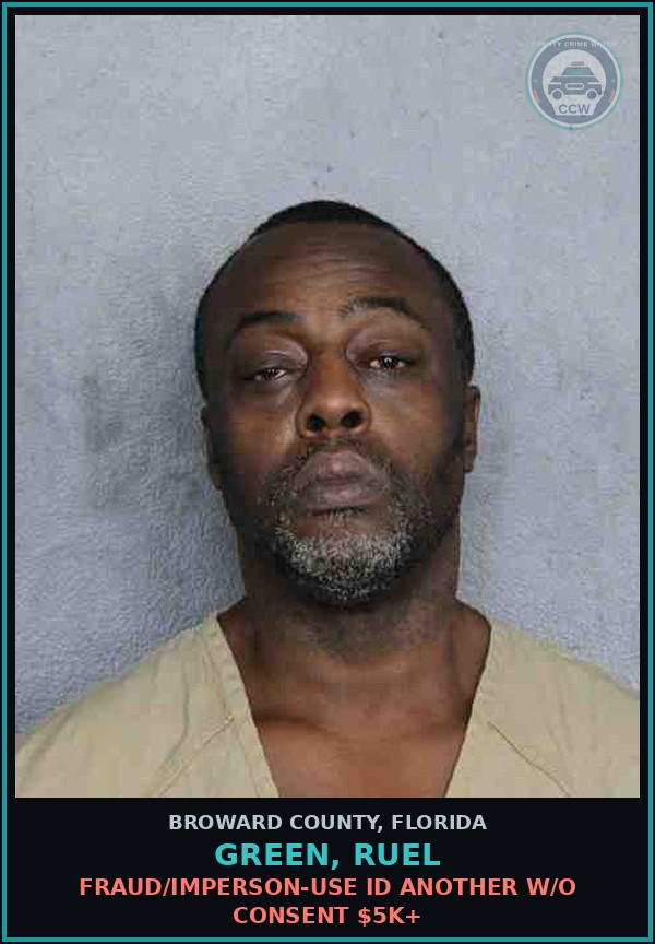 Booking mugshot of GREEN, RUEL in Broward County