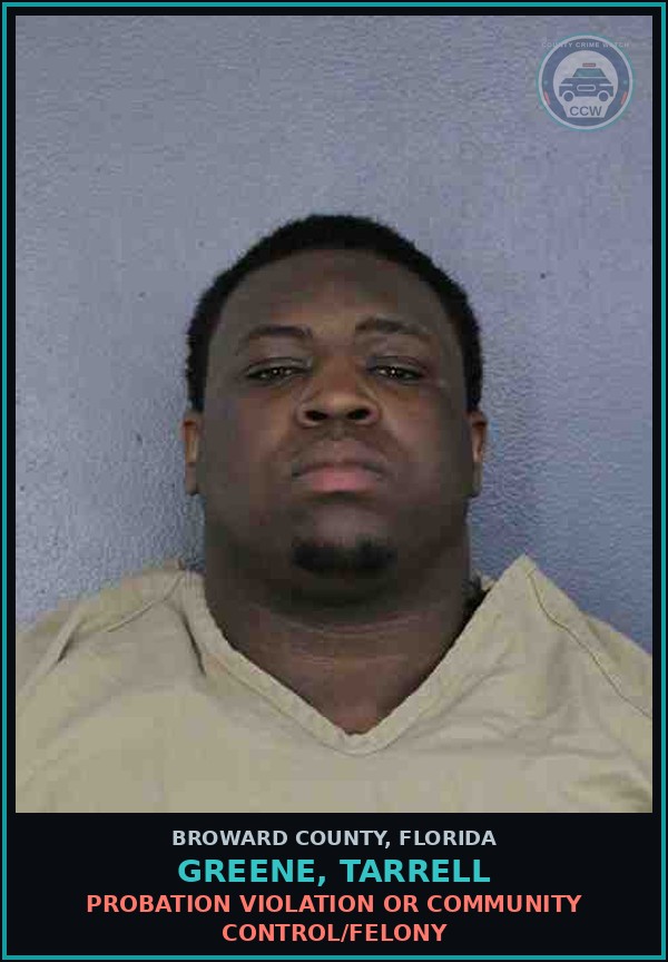 Booking mugshot of GREENE, TARRELL in Broward County