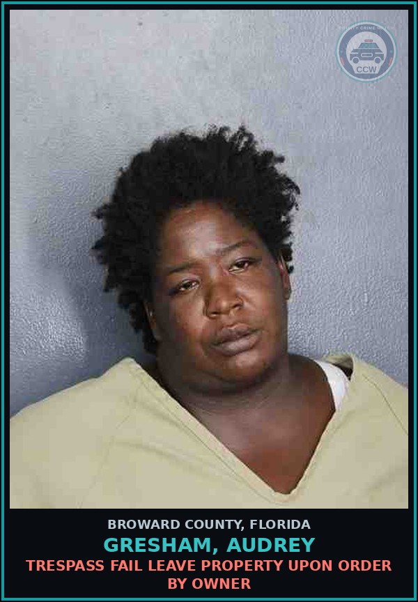 Booking mugshot of GRESHAM, AUDREY in Broward County