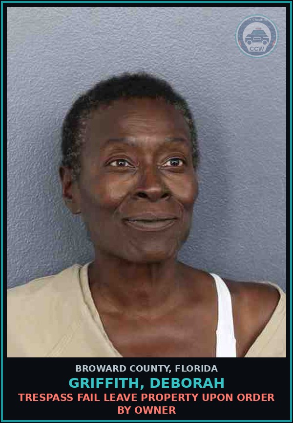 Booking mugshot of GRIFFITH, DEBORAH in Broward County