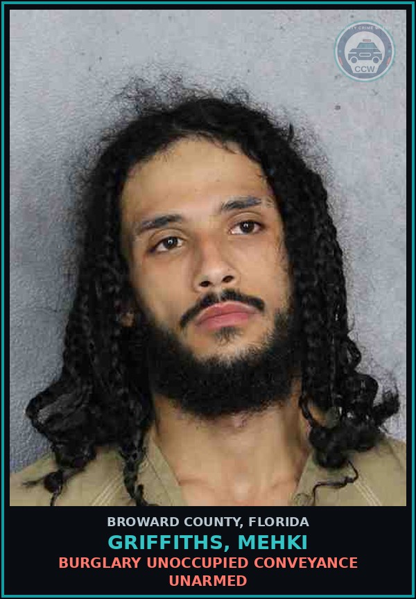 Booking mugshot of GRIFFITHS, MEHKI in Broward County