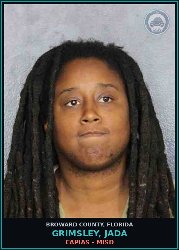 Booking mugshot of GRIMSLEY, JADA in Broward County