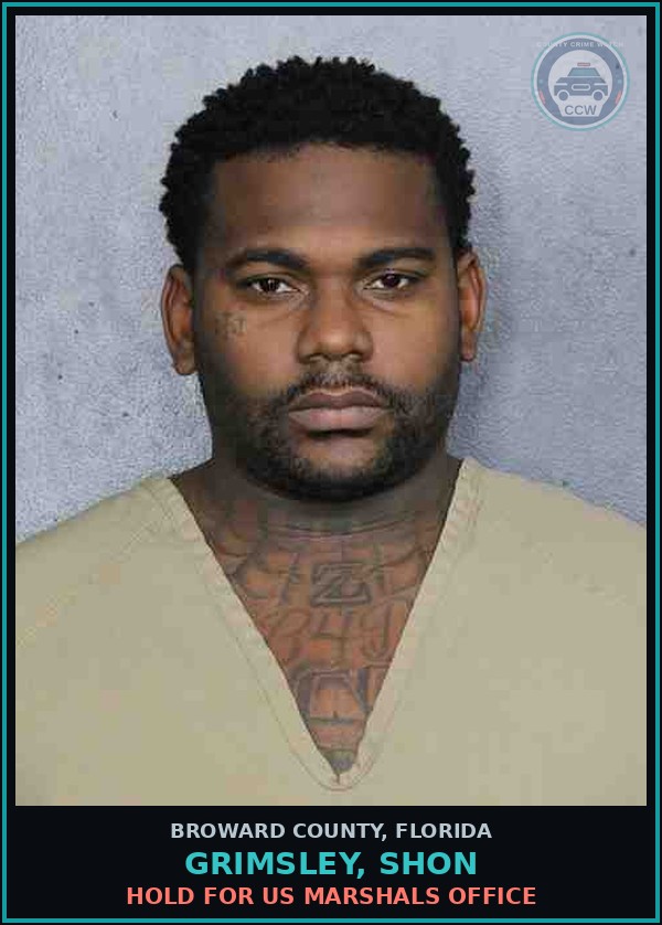 Booking mugshot of GRIMSLEY, SHON in Broward County