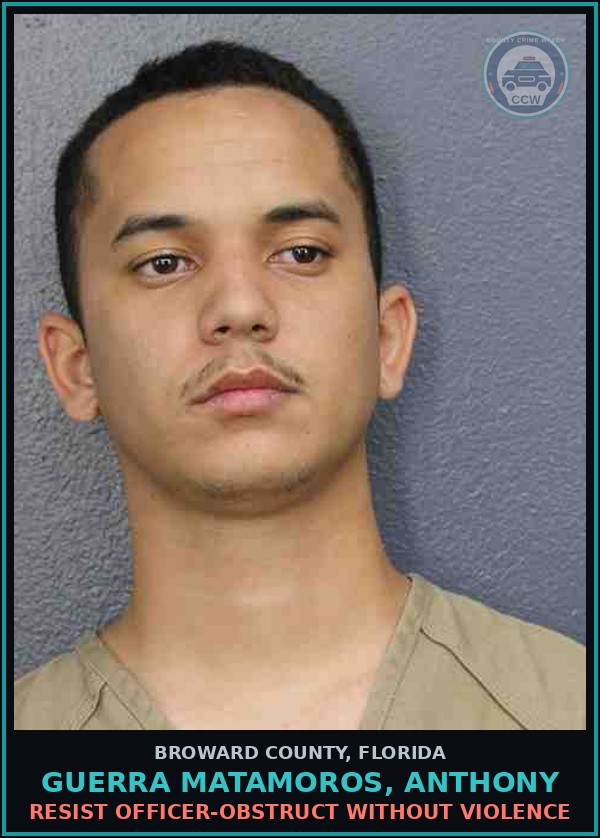 Booking mugshot of GUERRA MATAMOROS, ANTHONY in Broward County
