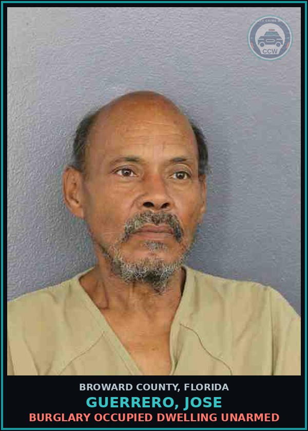 Booking mugshot of GUERRERO, JOSE in Broward County