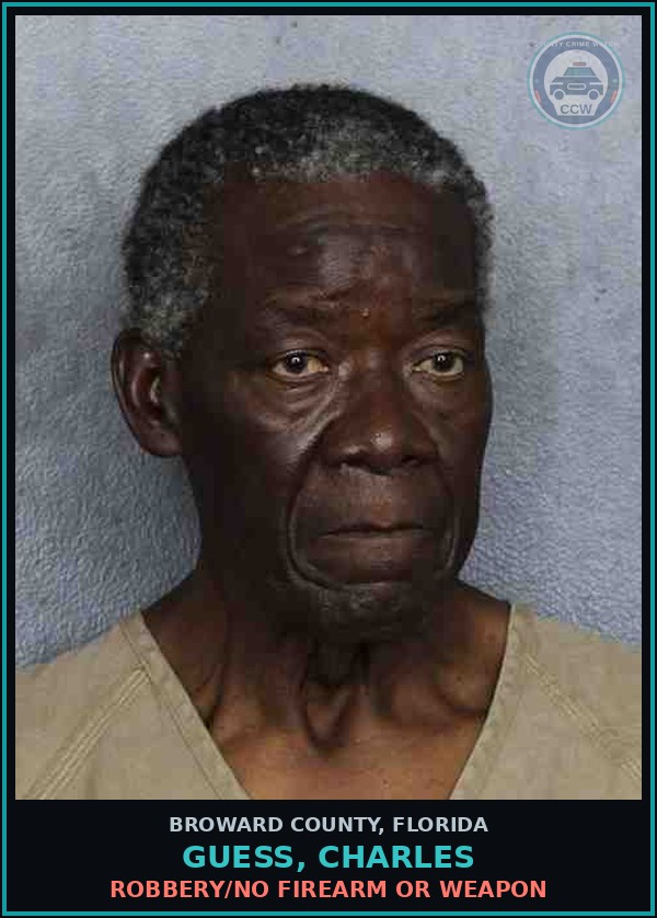 Booking mugshot of GUESS, CHARLES in Broward County