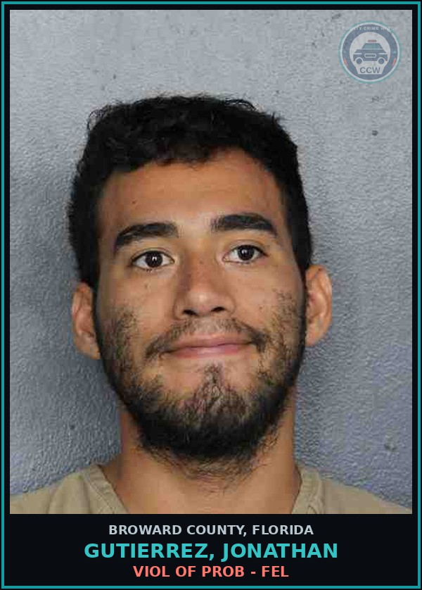 Booking mugshot of GUTIERREZ, JONATHAN in Broward County