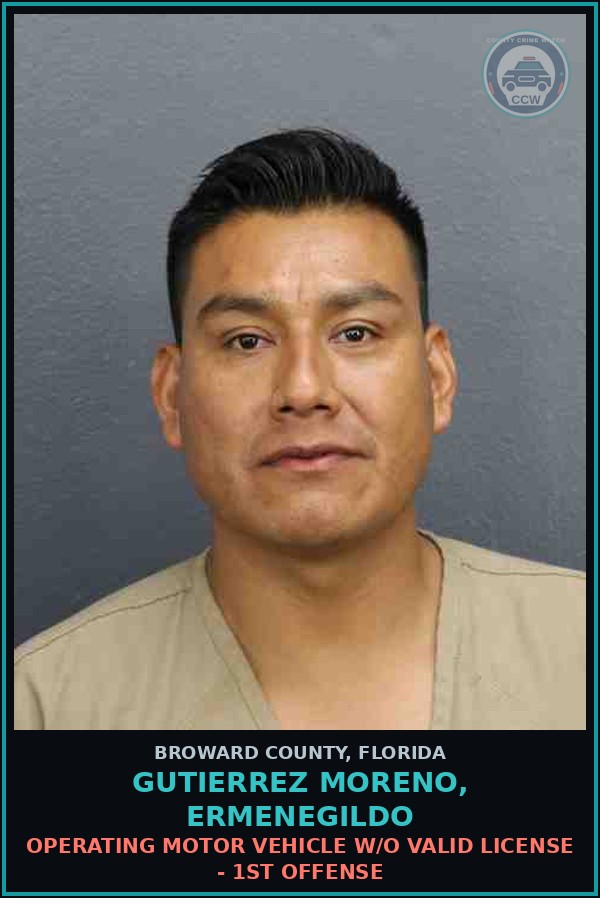 Booking mugshot of GUTIERREZ MORENO, ERMENEGILDO in Broward County