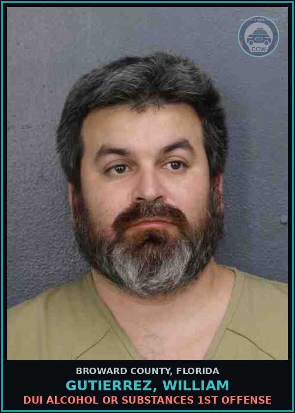 Booking mugshot of GUTIERREZ, WILLIAM in Broward County