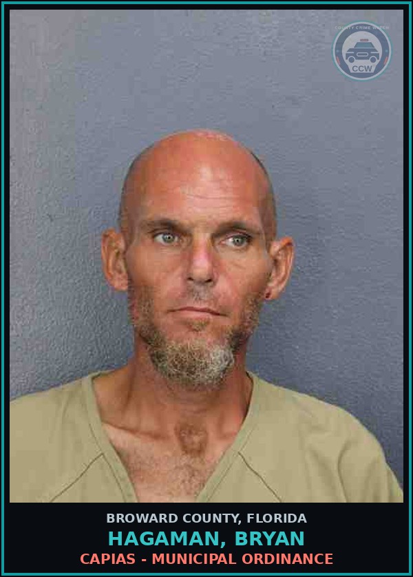 Booking mugshot of HAGAMAN, BRYAN in Broward County