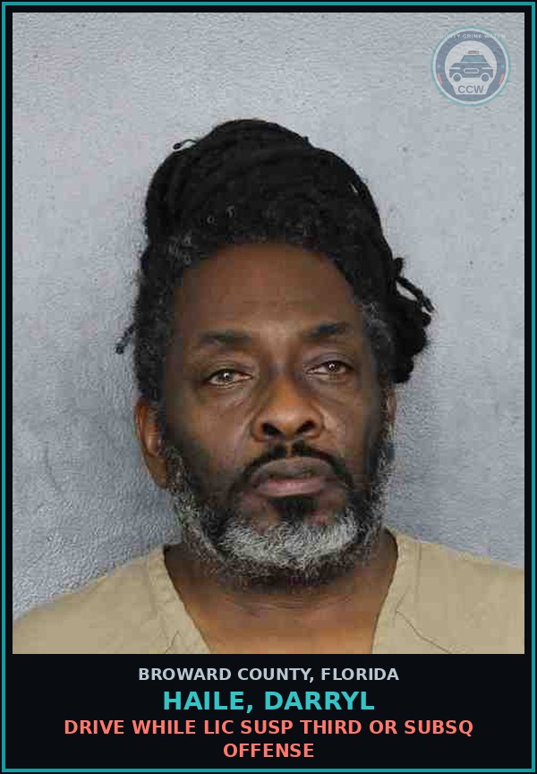 Booking mugshot of HAILE, DARRYL in Broward County