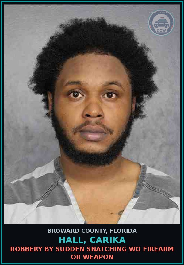 Booking mugshot of HALL, CARIKA in Broward County