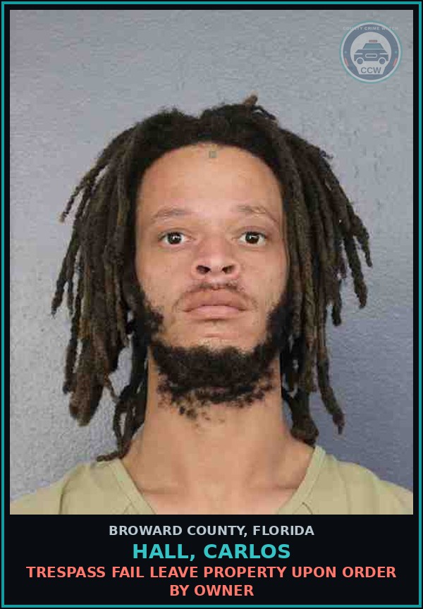 Booking mugshot of HALL, CARLOS in Broward County