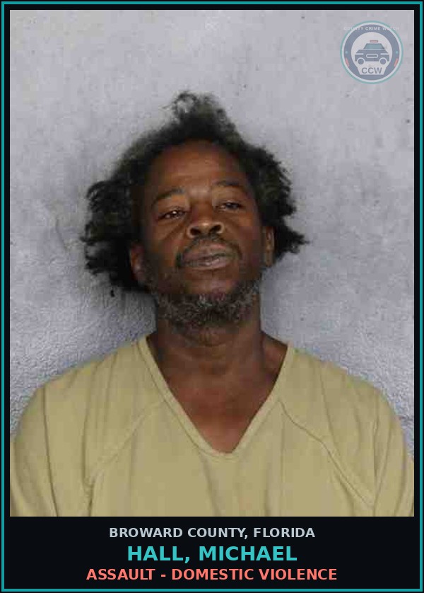 Booking mugshot of HALL, MICHAEL in Broward County