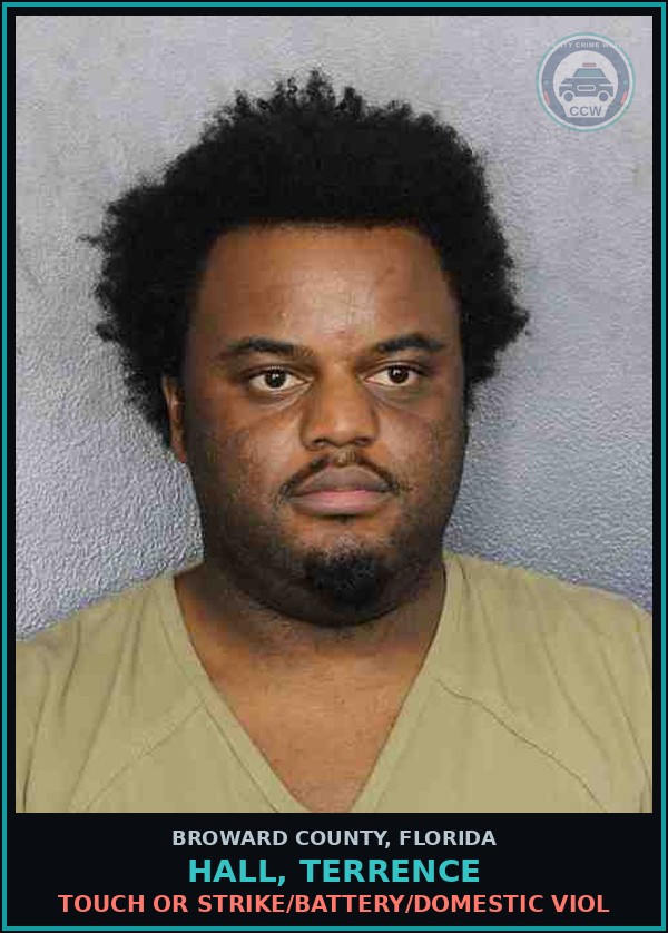 Booking mugshot of HALL, TERRENCE in Broward County