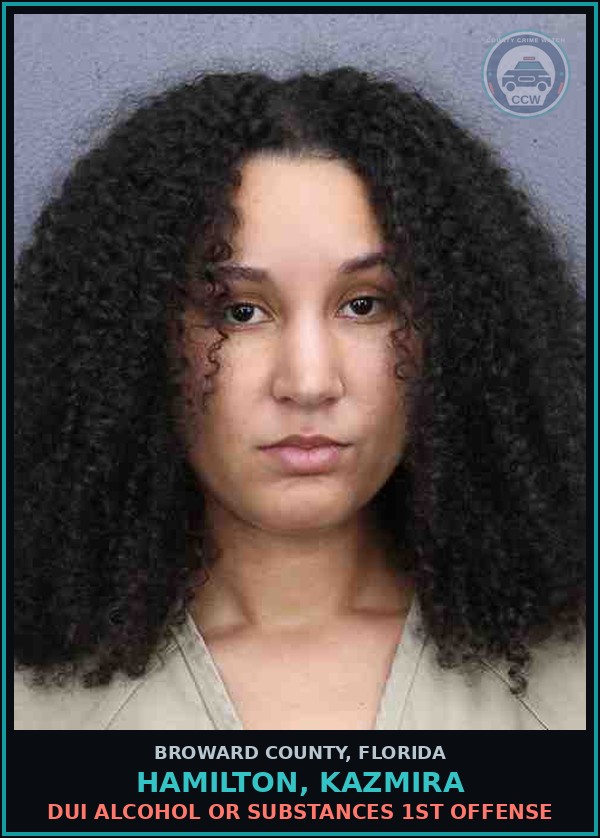 Booking mugshot of HAMILTON, KAZMIRA in Broward County