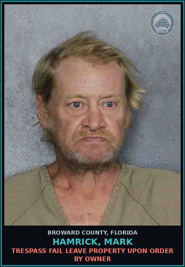 Booking mugshot of HAMRICK, MARK in Broward County