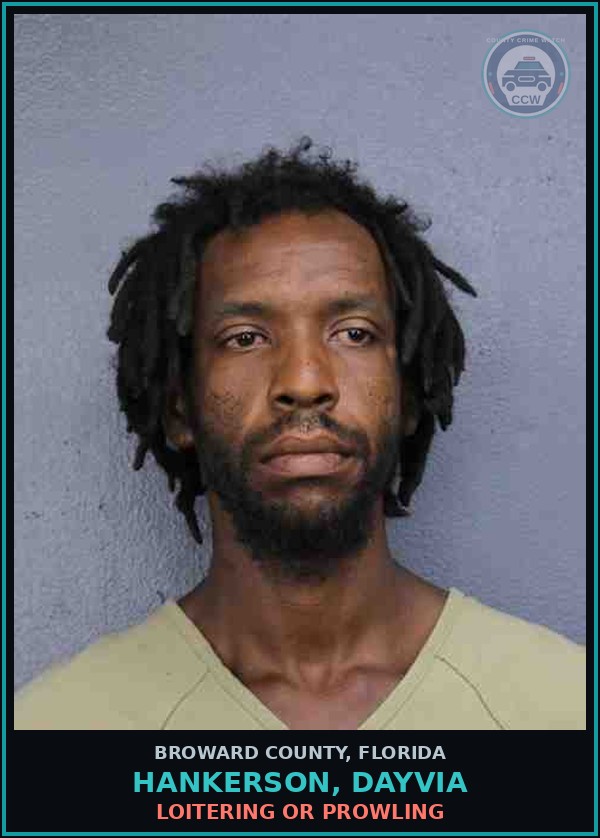 Booking mugshot of HANKERSON, DAYVIA in Broward County