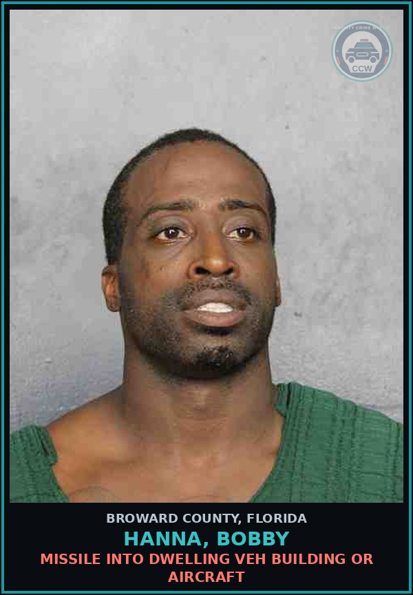 Booking mugshot of HANNA, BOBBY in Broward County