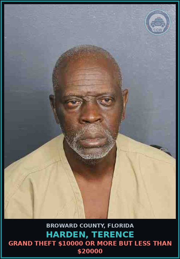 Booking mugshot of HARDEN, TERENCE in Broward County