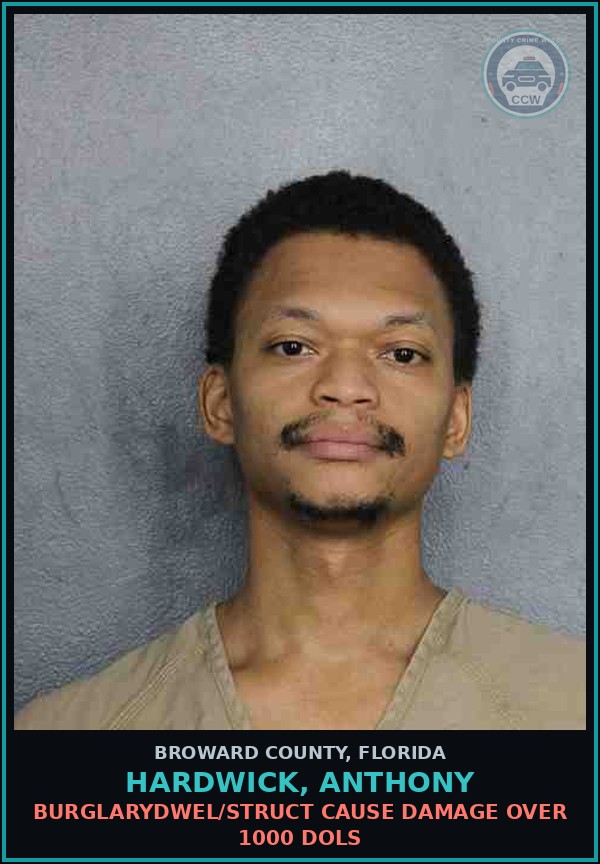Booking mugshot of HARDWICK, ANTHONY in Broward County