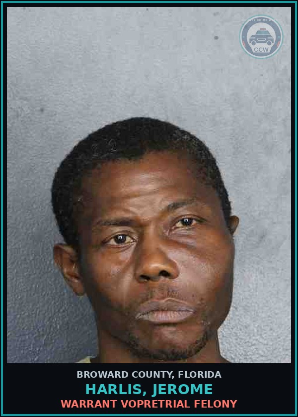 Booking mugshot of HARLIS, JEROME in Broward County