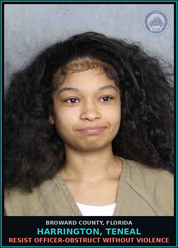 Booking mugshot of HARRINGTON, TENEAL in Broward County