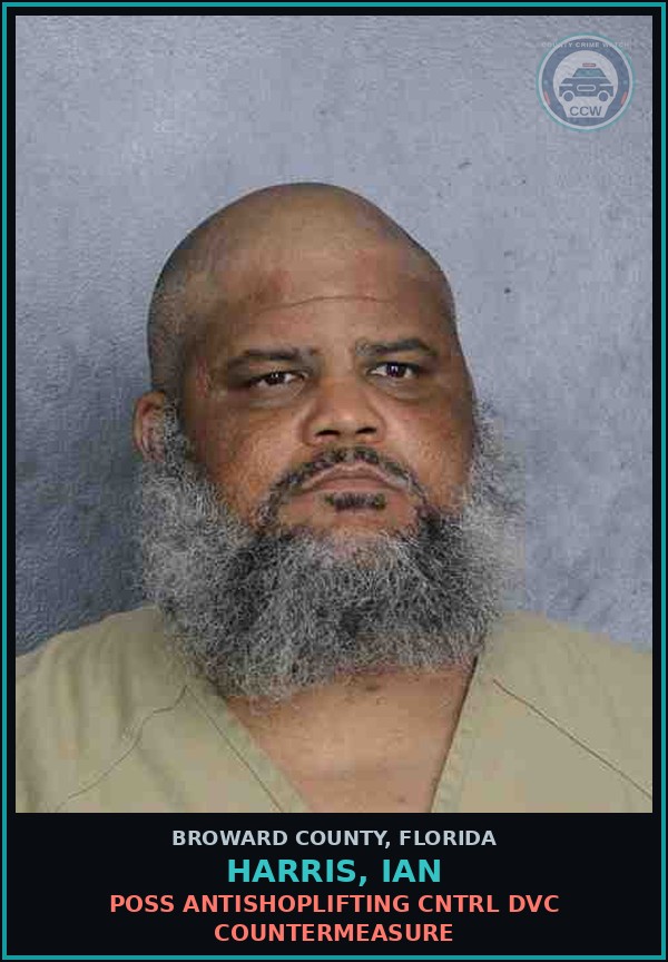 Booking mugshot of HARRIS, IAN in Broward County
