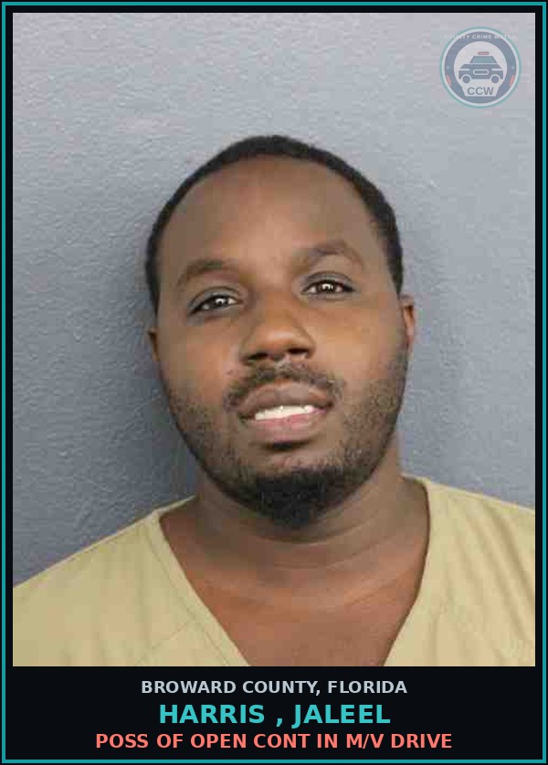 Booking mugshot of HARRIS , JALEEL in Broward County