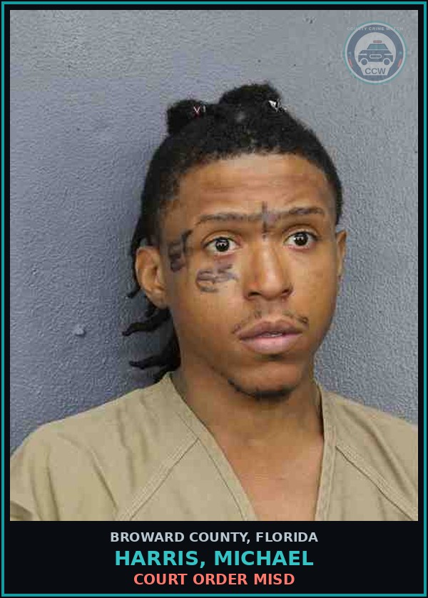 Booking mugshot of HARRIS, MICHAEL in Broward County