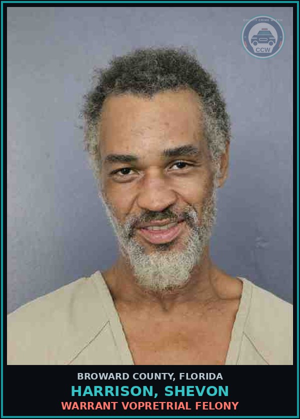 Booking mugshot of HARRISON, SHEVON in Broward County