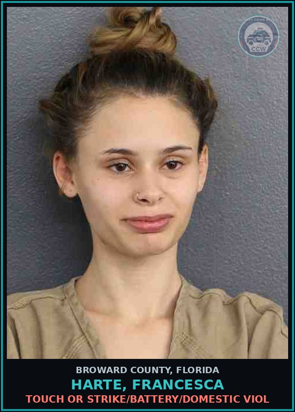 Booking mugshot of HARTE, FRANCESCA in Broward County