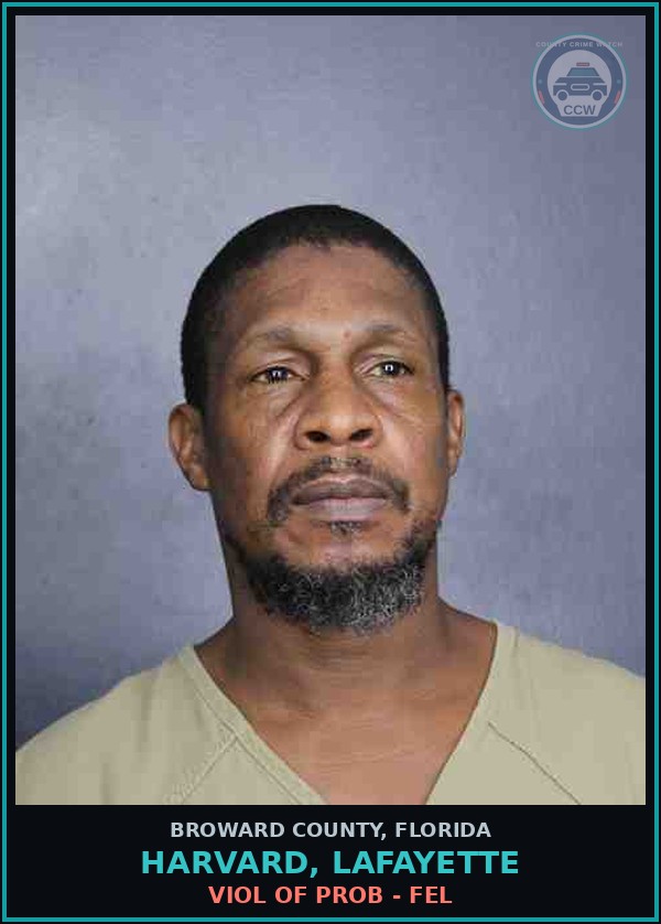 Booking mugshot of HARVARD, LAFAYETTE in Broward County