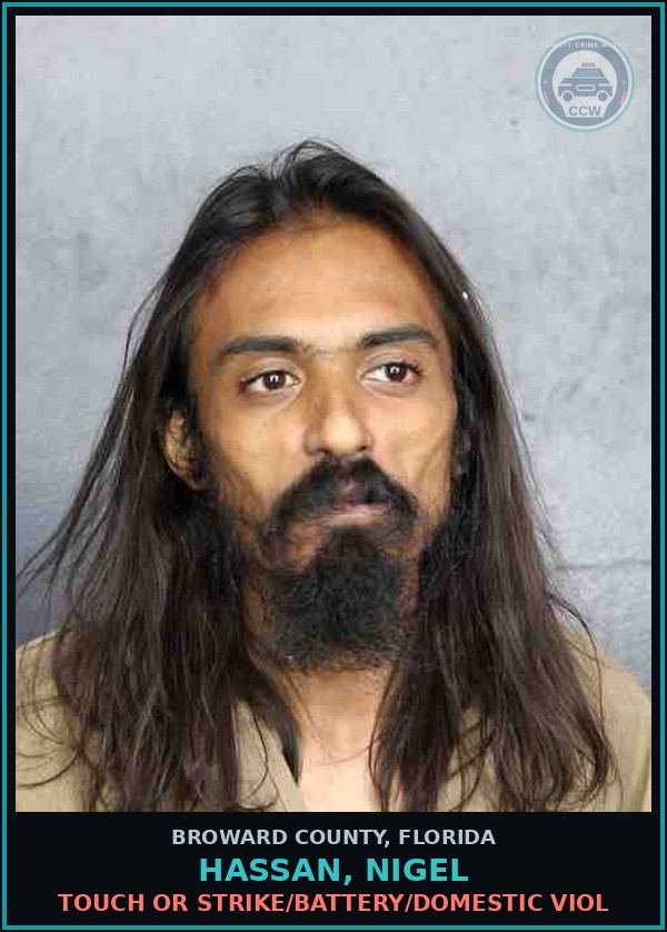 Booking mugshot of HASSAN, NIGEL in Broward County