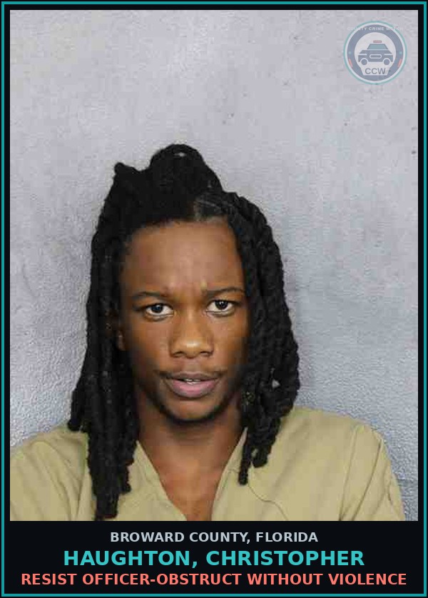 Booking mugshot of HAUGHTON, CHRISTOPHER in Broward County