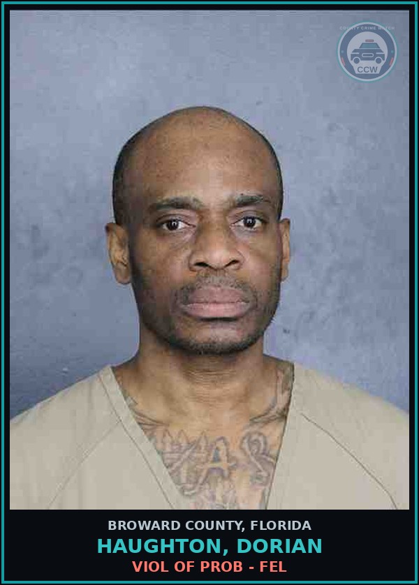 Booking mugshot of HAUGHTON, DORIAN in Broward County
