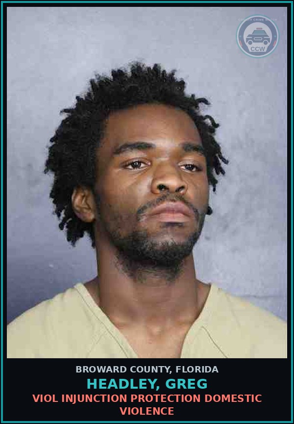Booking mugshot of HEADLEY, GREG in Broward County