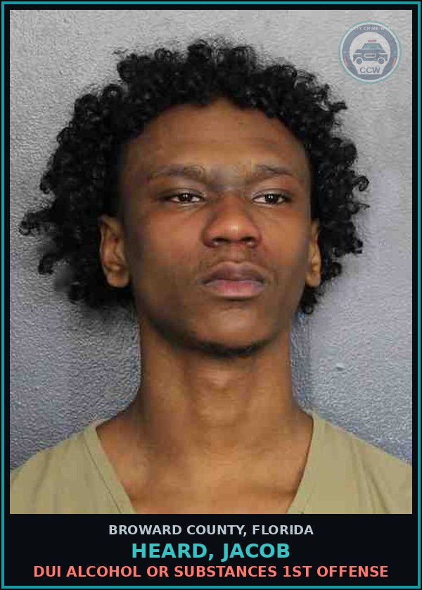 Booking mugshot of HEARD, JACOB in Broward County