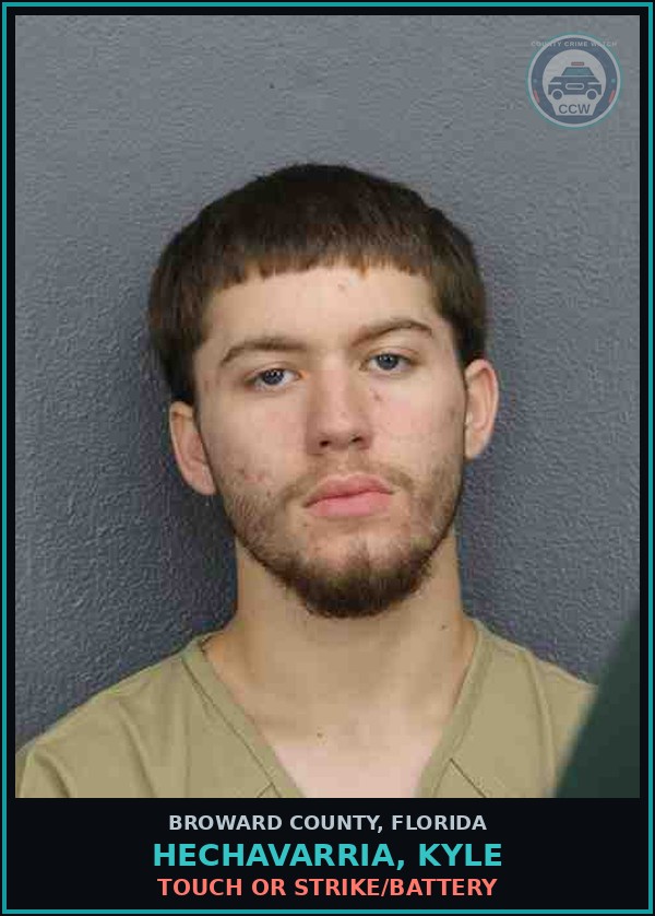 Booking mugshot of HECHAVARRIA, KYLE in Broward County