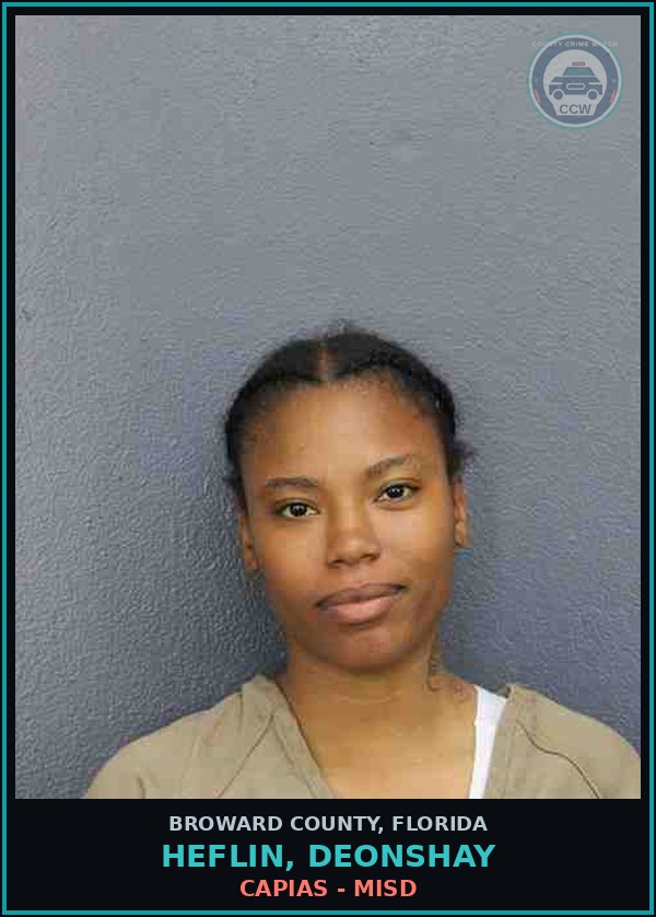 Booking mugshot of HEFLIN, DEONSHAY in Broward County