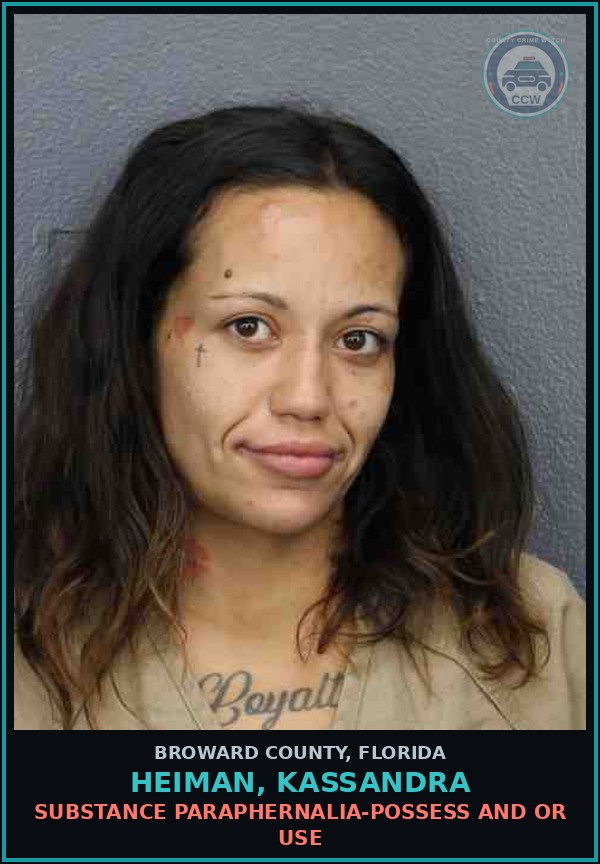 Booking mugshot of HEIMAN, KASSANDRA in Broward County