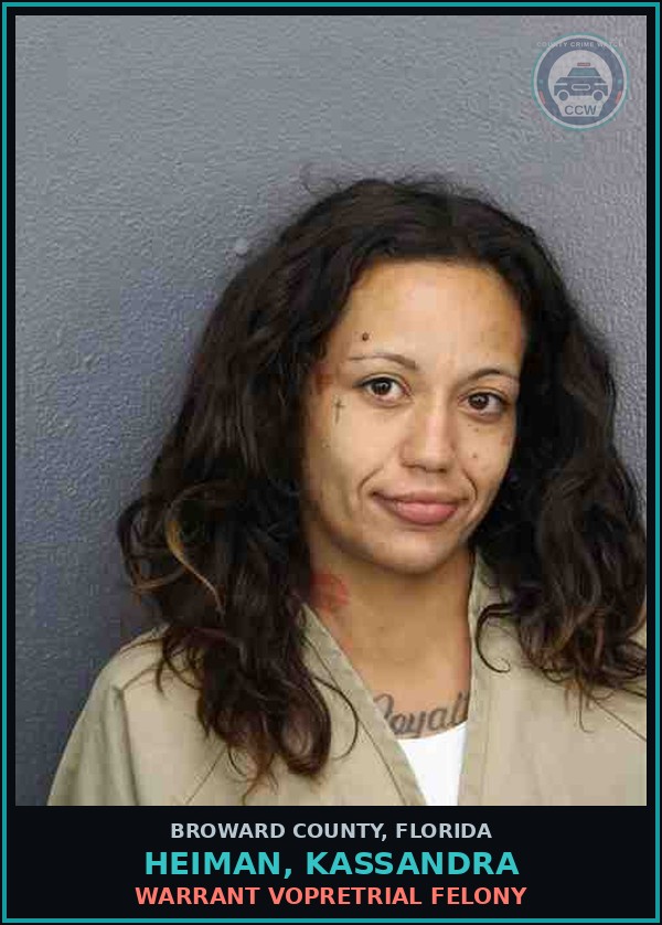 Booking mugshot of HEIMAN, KASSANDRA in Broward County