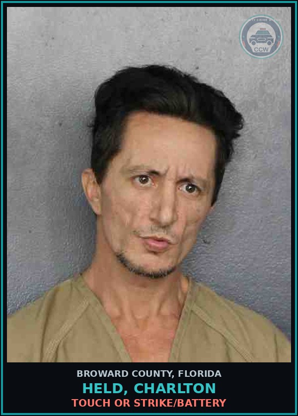 Booking mugshot of HELD, CHARLTON in Broward County