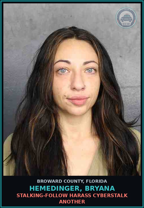 Booking mugshot of HEMEDINGER, BRYANA in Broward County