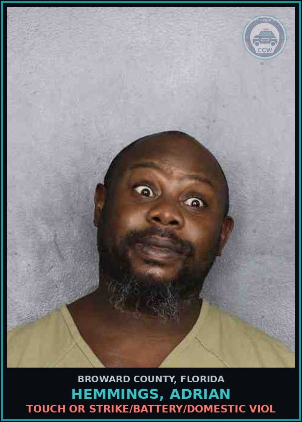 Booking mugshot of HEMMINGS, ADRIAN in Broward County
